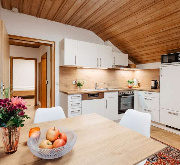 Modern eingerichtete Küche in der Ferienwohnung Klügl